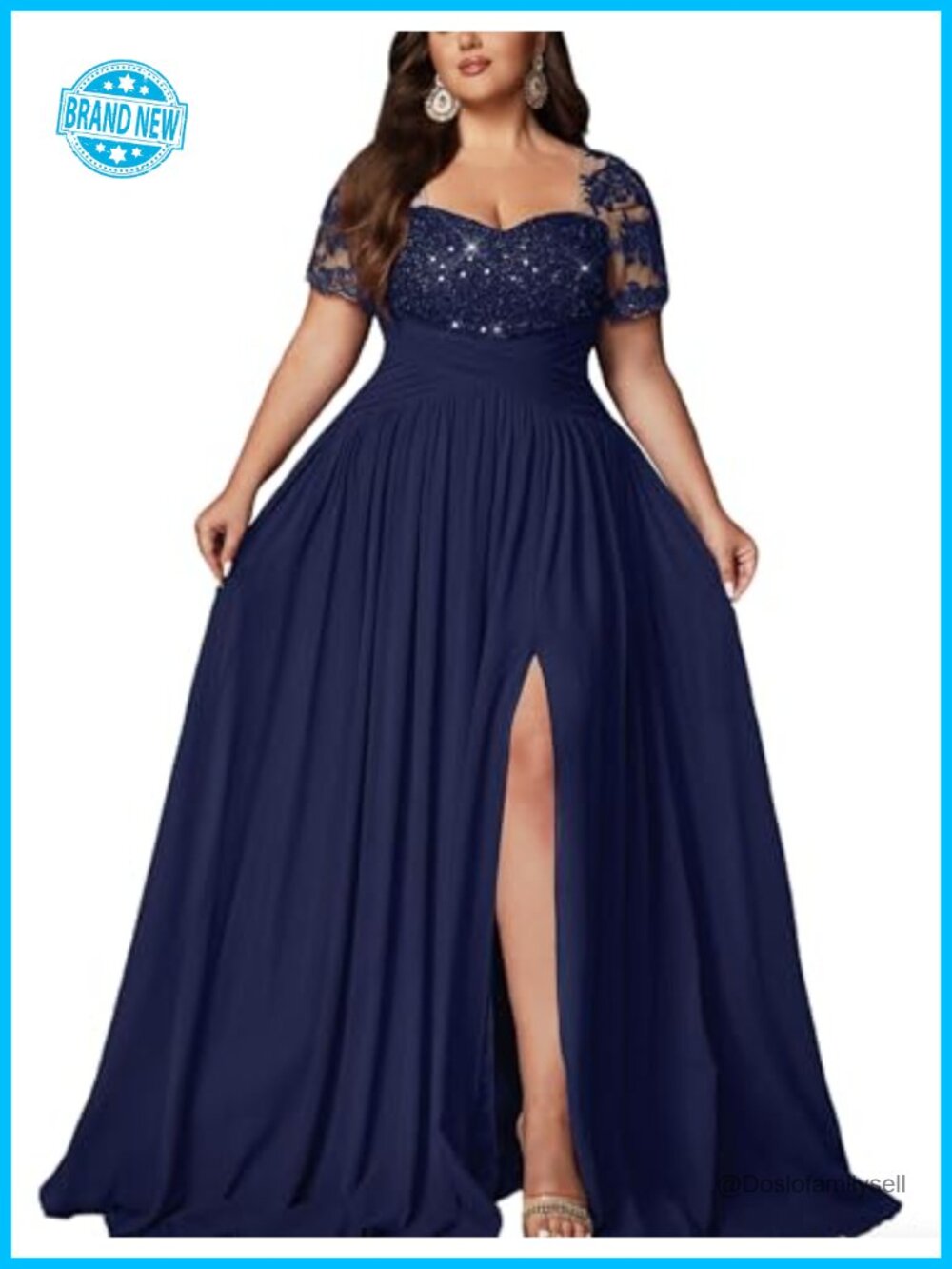 Plus Size Sequin Chiffon Formal Evening Prom Gown Bridesmaid Dress